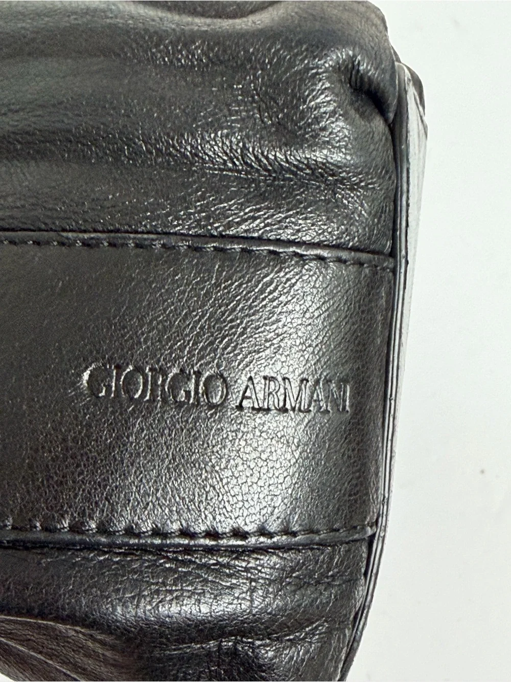 Giorgio Armani Black Leather Handbag Vintage Made in Italy Soft Leather Shoulder